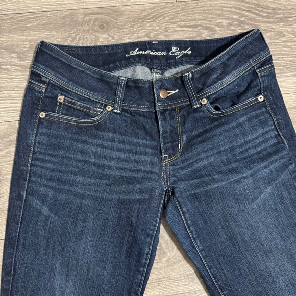 American Eagle Outfitters Women Stretch Slim Boot Jeans Dark Wash Sz 6 Low Rise - Picture 2 of 12